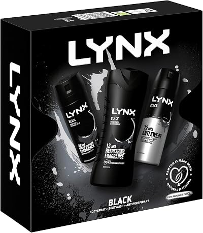 Lynx Black Trio Gift Set for Men Bodyspray, Bodywash & Antiperspirant - 3 Piece