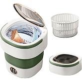Portable Washing Machine 20L Foldable Mini Washer with Spin Basket, 3 Modes | deep clean for baby clothes, underwear, socks; foldable 20L mini washer for travel, dorms, camping, RVs, small spaces Green.