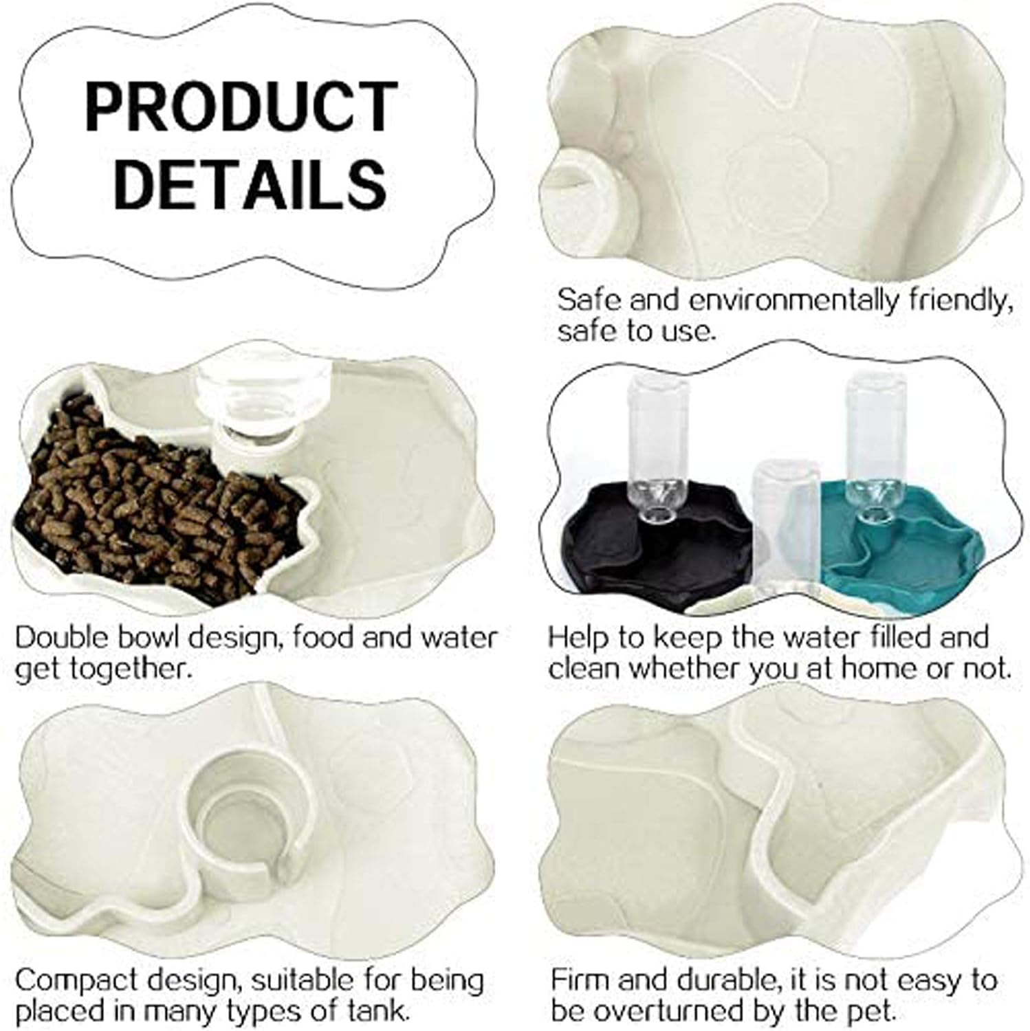 QIODAZOO Bowls for Reptiles Amphibians Tortoise Accessories 2 IN 1 Reptile Feeding Dish Automatic Dispenser Tortoise Water Dish - Image 5