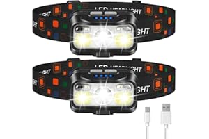 LHKNL Headlamp Rechargeable, Lumen Super Bright Motion Sensor Head Lamp Flashlight,2-Pack Waterproof LED Headlight with White Red Light,8 Modes Head Lights for Camping Cycling Running Fishing
