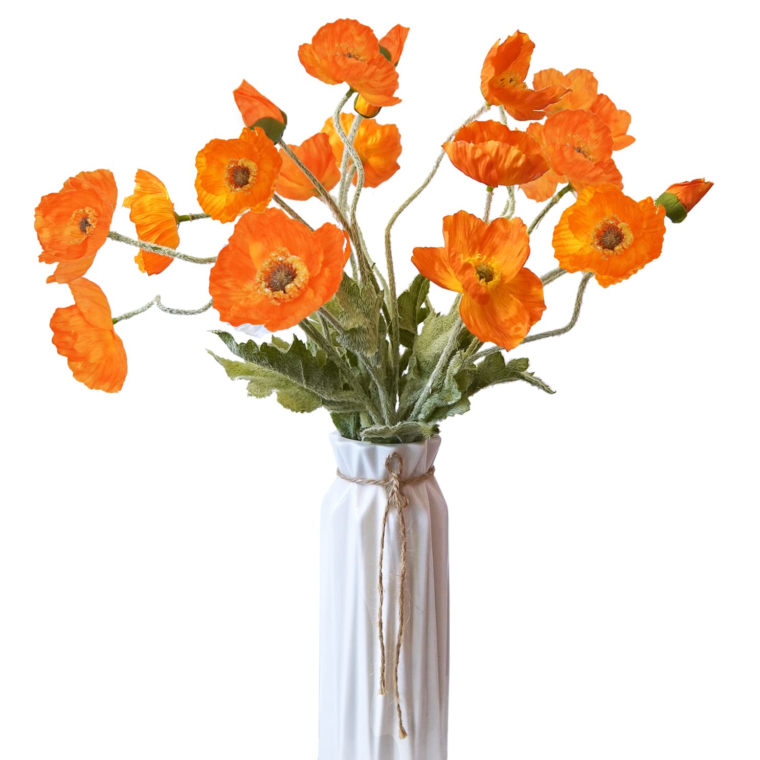 Photo 1 of Kainonnan Artificial Flowers 5Pcs Poppies Flowers Artificial Silk Flowers for Home Office Wedding Outdoor Decor (Orange)