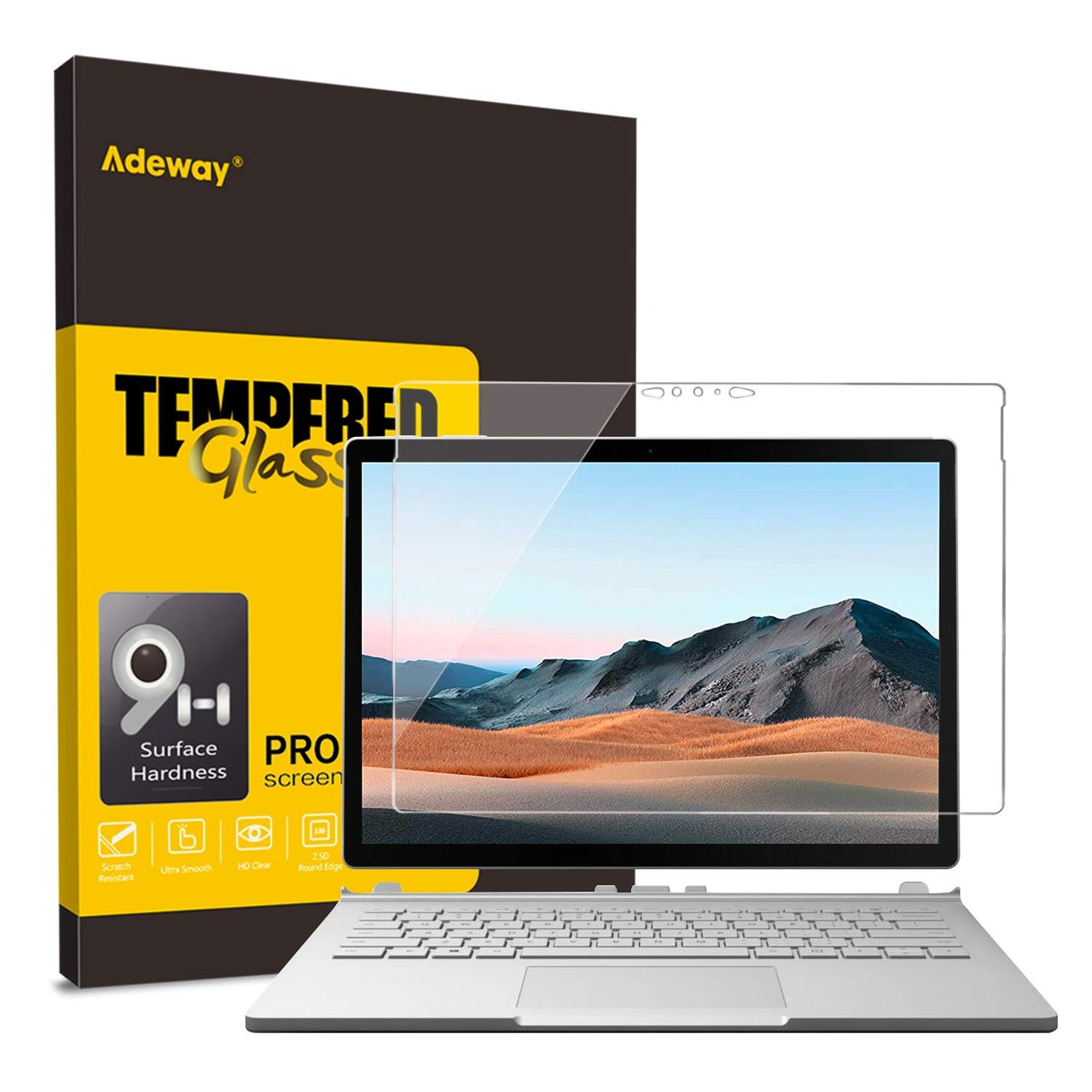 Adeway Surface Book 2/ Surface Book 3 Glass Screen Protector 15 Inch,Tempered Glass/Esay Installation/High Sensitivity / 9H Hardness/HD Clear (1793/1907 Model)