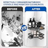 AceMining Shower Caddy 2 Pack Black Adhesive Wall Shelf Rust Resistant view 5