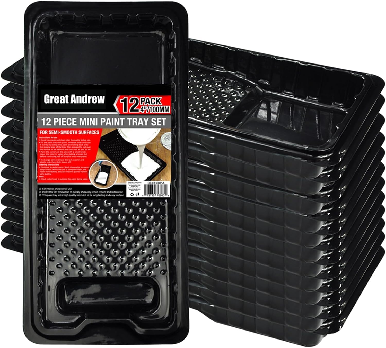 4 Inch Paint Tray Liner 12 PCS, Disposable Small Paint Roller Pan Trays with Textured Design, Perfect for Home Wall Furniture Painting, DIY Painting Projects, etc.