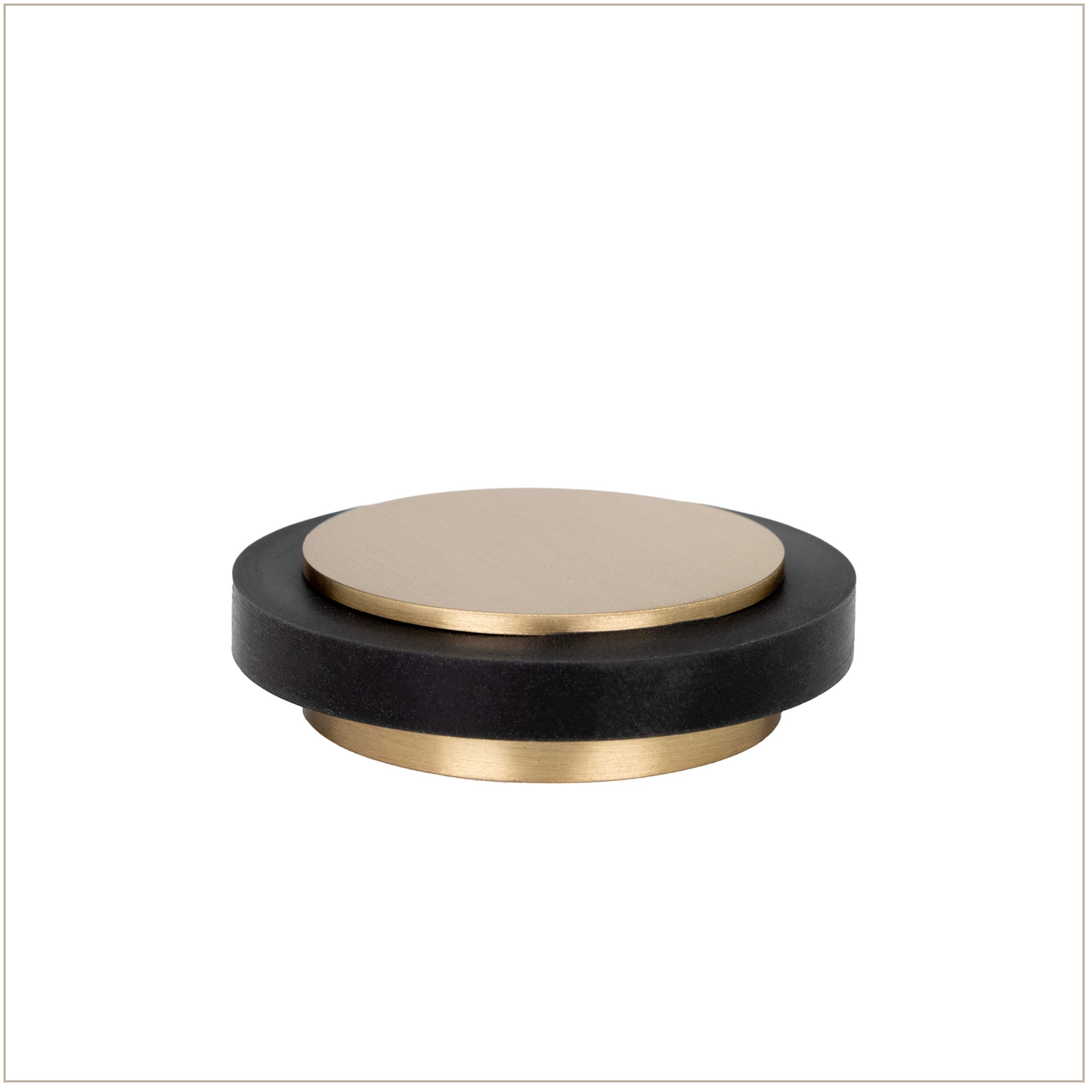 EVI Herrajes | Adhesive Brass Door Stop | Ø35x13mm | Gold Finish | Natural Silicone Rubber | Minimalist Design | Mod. I-203X12-LMT