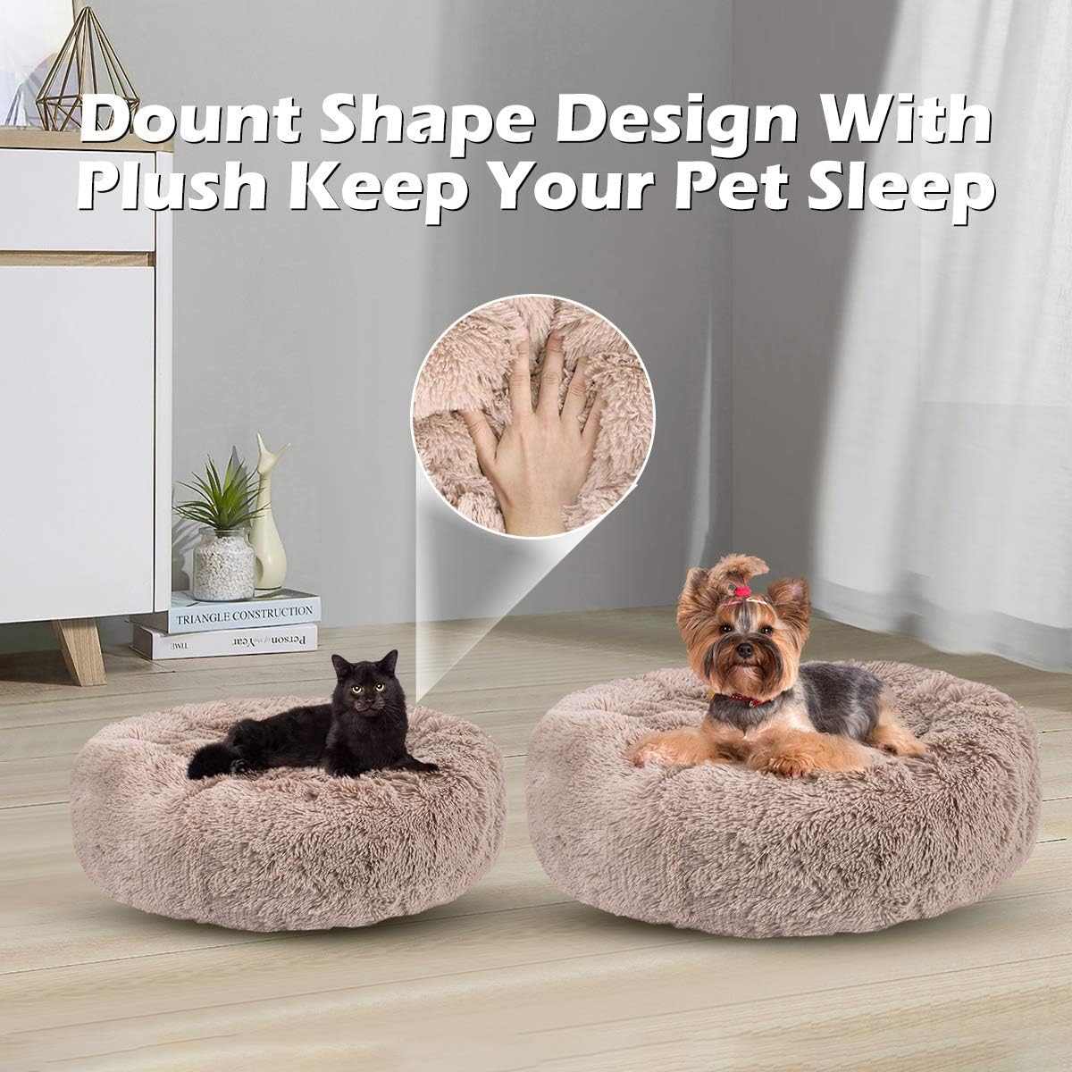 JOEJOY Dog Beds for Small Dogs, Soft Faux Short Plush Dog Beds, Cat Beds for Indoor Cats Pet Bed for Kitten Self Warming Winter Comfy Warming Puppy Beds for Small Dogs Washable : Pet Supplies
