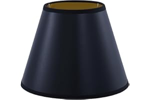 Aspen Creative 56052 Empire Uno Lamp Shade in Black with Gold Inside Washi Paper, 5" Top x 9" Bottom x 7" Slant Height, Slip UNO 33mm