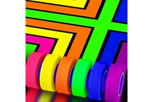 SWRT Neon Gaffer Cloth UV Blacklight Tape for Thanksgiving Day, 6 Rolls Multi-Color UV Fluorescent Glow in The Dark Tape for Party Decoration, Dance Floors, UV Party (0.6 inch x 16.5 feet)