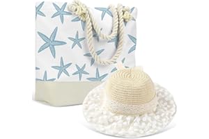 Fokongna Beach Bag Sun Straw Hat, Tote Bag for Women Friends Travel Aloha Bags Waterproof Travel Vacation Gifts