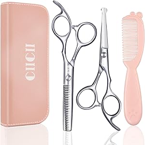 CIICII Baby Friseurschere, Sicherheit Rund Spitze Haarschneideschere Set (Haarschere & Effilierschere) für Baby Kleinkind Kinder, Friseur Home Salon Barbier Haarschnitt Kit