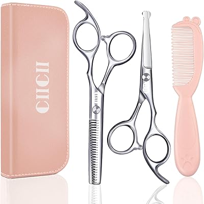 CIICII Baby Friseurschere, Sicherheit Rund Spitze Haarschneideschere Set (Haarschere & Effilierschere) für Baby Kleinkind Kinder, Friseur Home Salon Barbier Haarschnitt Kit