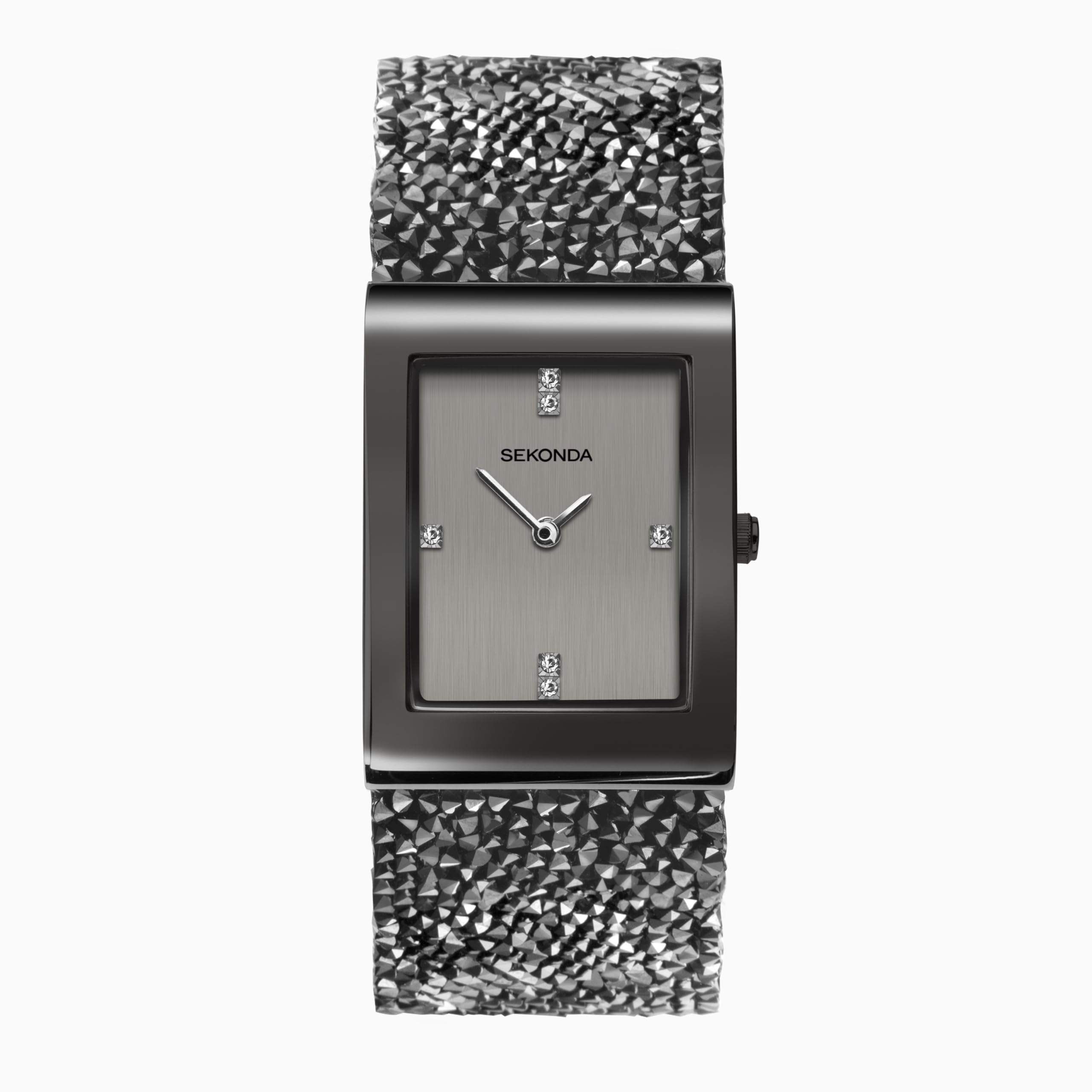 Sekonda Seksy Rocks Ladies Analogue Watch with Grey Stone Set Leather Strap 2654