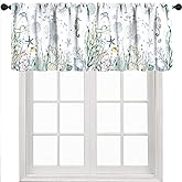 Lnepty Nautical Beach Window Valance,Summer Coastal Seahorse Undersea Animal Green Blue Ocean Coral Window Treatments for Bedroom Living Room Bathroom 1 Piece,54x18 Inch