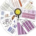 12 pcs EMT Badge Card, EMS Reference Pocket Card - CPR, ACLS, BLS, Code Blue, EKG, V/S, PED V/S, Stroke, Neuro/Glows coma,Assessment (Free PDF Cheat Sheet)