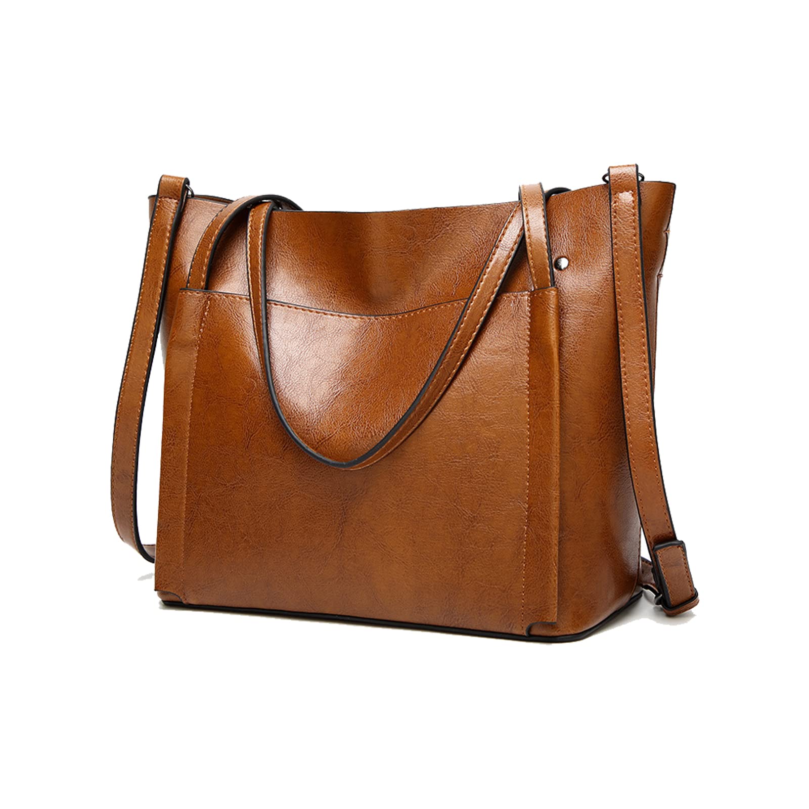 Aileese Womens Soft PU Leather Handbags Large Capacity Retro Vintage Top-Handle Casual Tote Shoulder Laptop Bags