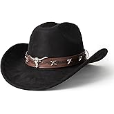 Gossifan Western Cowboy Hat for Men Women Wide Brim Suede Cattleman Cowgril Hats