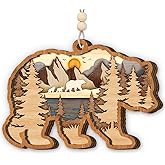 Wild Bear Christmas Ornament 2025 - Woodland Animal Gifts for Women Men Boy Girl Kid, Unique Bear Lover Gifts, Wooden Christmas Ornaments for Tree Decor - Holiday Keepsake & Xmas Gift Exchange Idea