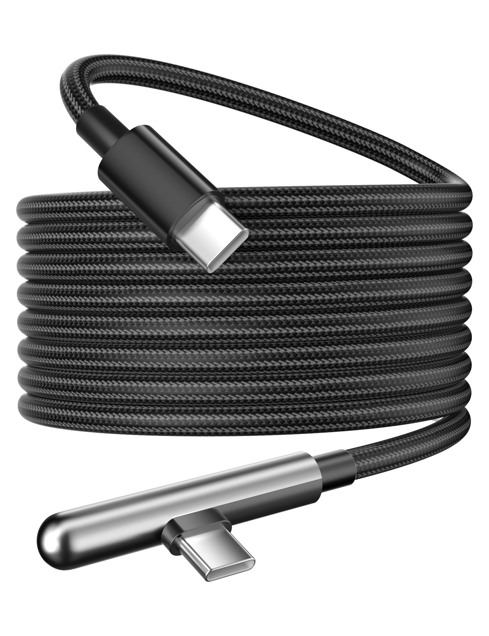 Photo 1 of 10FT USB C Cable Fast Charging 240W,Extra Long USB C to USB C Cable 10 foot Type C Right Angle Charger Data Cord Braided for iPhone 17 16 Pro Max 15/iPad/MacBook Pro Air/Galaxy S26 S25 S24 Ultra,Black