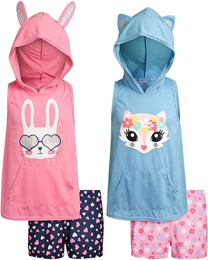 dELiA*s Girls Bunny Pink Hooded Short Pajamas Fashion Clothes