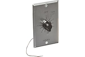 NSI TORK C412H Spring-Wound in-Wall Twist Timer with Commercial Style Metal Plate and 12-Hour Length for Automatic Shutoff of Motors or Lights, Metal-Brushed Aluminum