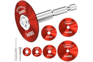 Kuenuilr Red Cutting Wheel for Drill - 1/4 Inch Hex Shank Rotary Drill Saw, 6Pcs HSS Saw Blades for Rotary Tools
