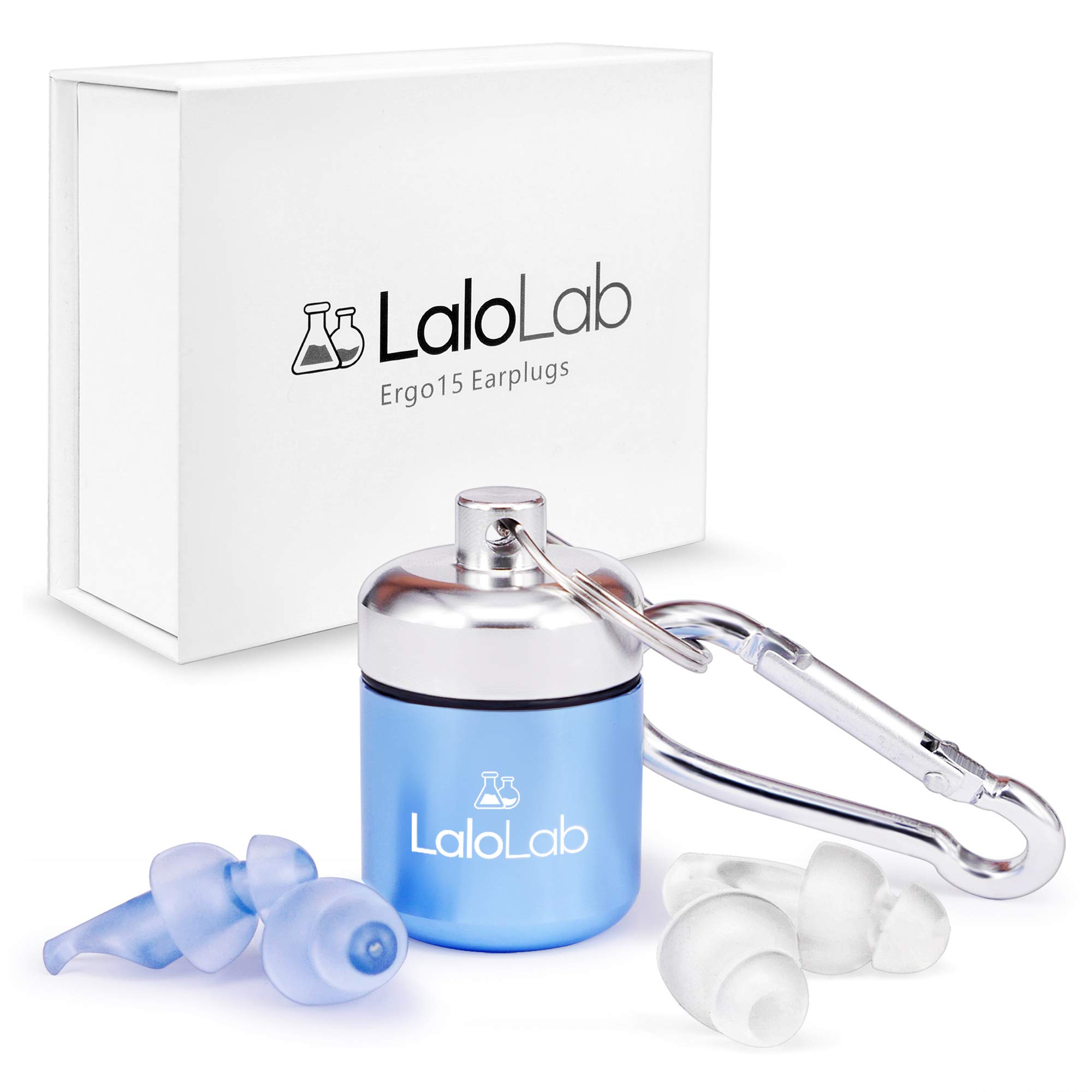 Noise Cancelling Earplugs with Case by LaloLab 2 Pairs of Reusable