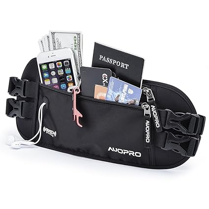 Amazon Com Auopro Hidden Money Belt Rfid Blocking Travel Wallet - auopro hidden money belt rfid blocking travel wallet passport holder security waist pouch for women