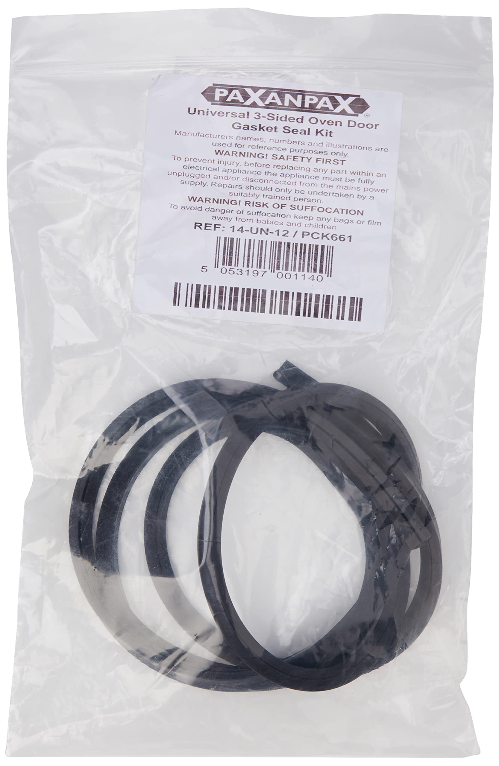 Paxanpax PCK661 Universal 3-Sided Silicone Rubber Oven Door Gasket Seal Kit