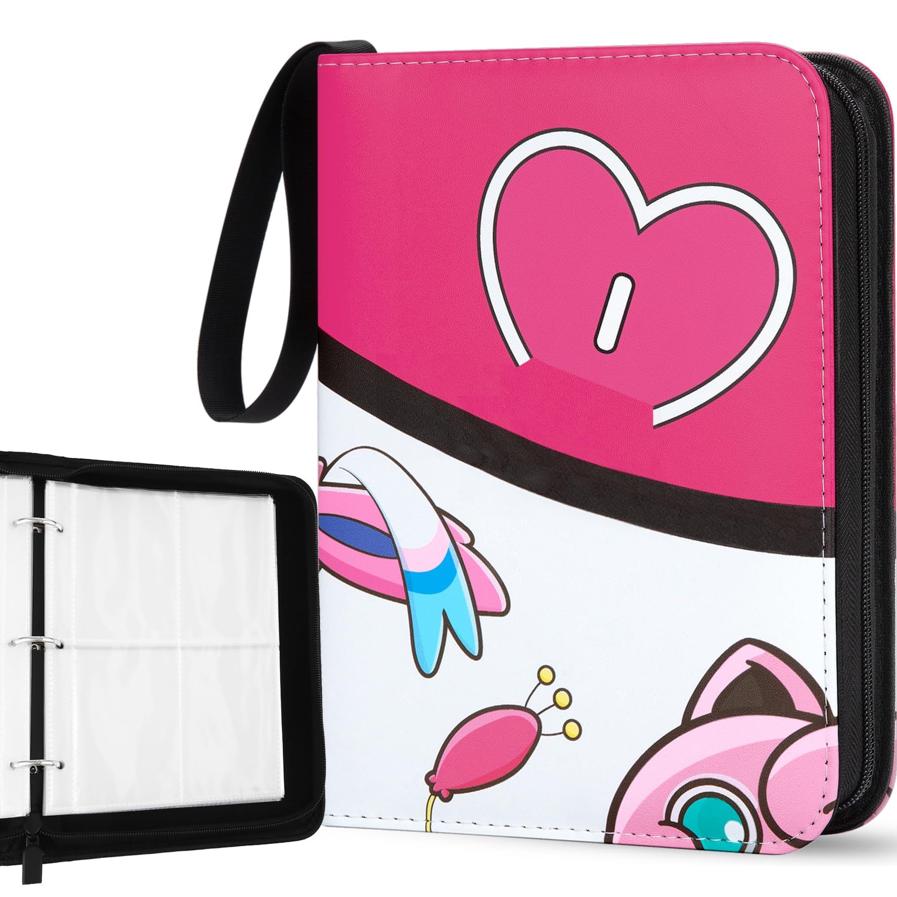 Trading Card Binder 440 Pockets, 4-Pocket Card Holder with 55 Sleeves Pink — image 1
