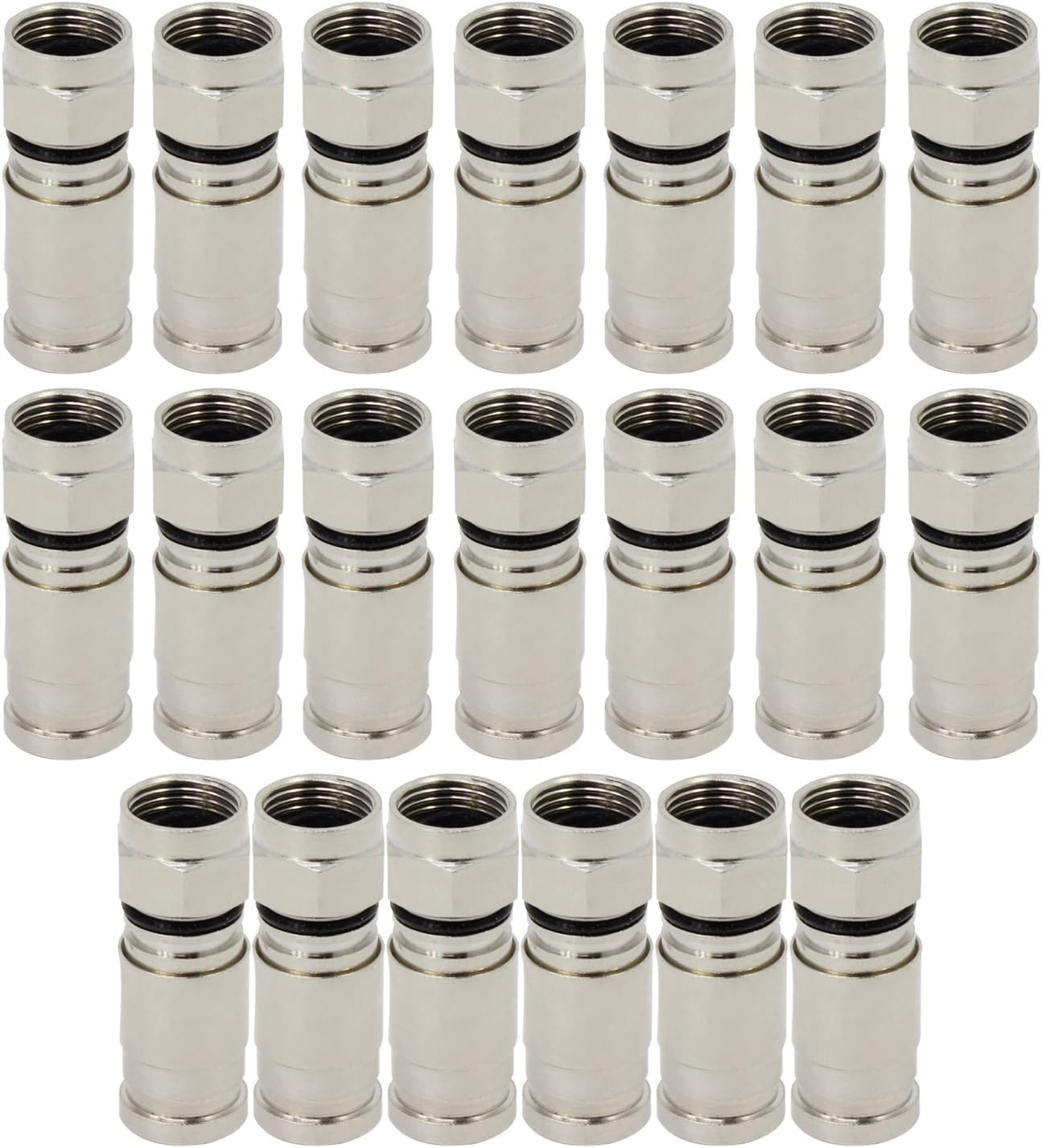 ESUMIC RG6 F Type Connector Coax Coaxial Compression Fitting 20Pack (Black-BN)