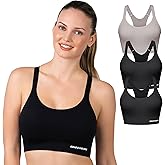 Skechers 3 Pack Womens Sports Bra, Sostén Deportivo, Racerback Keyhole, Athletic Yoga Multipack
