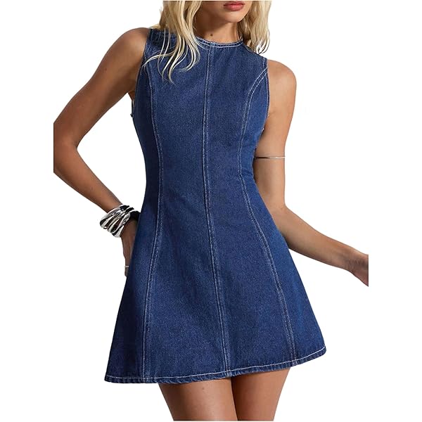 SPANX Women's Rawin Seamed Denim Mini Shift Dress (US, Alpha, Large,  Regular, Regular, Blue) at Amazon Women's Clothing store