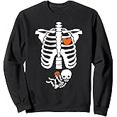 Cute X-Ray Skeleton Halloween Women pregnancy Sweatshirt