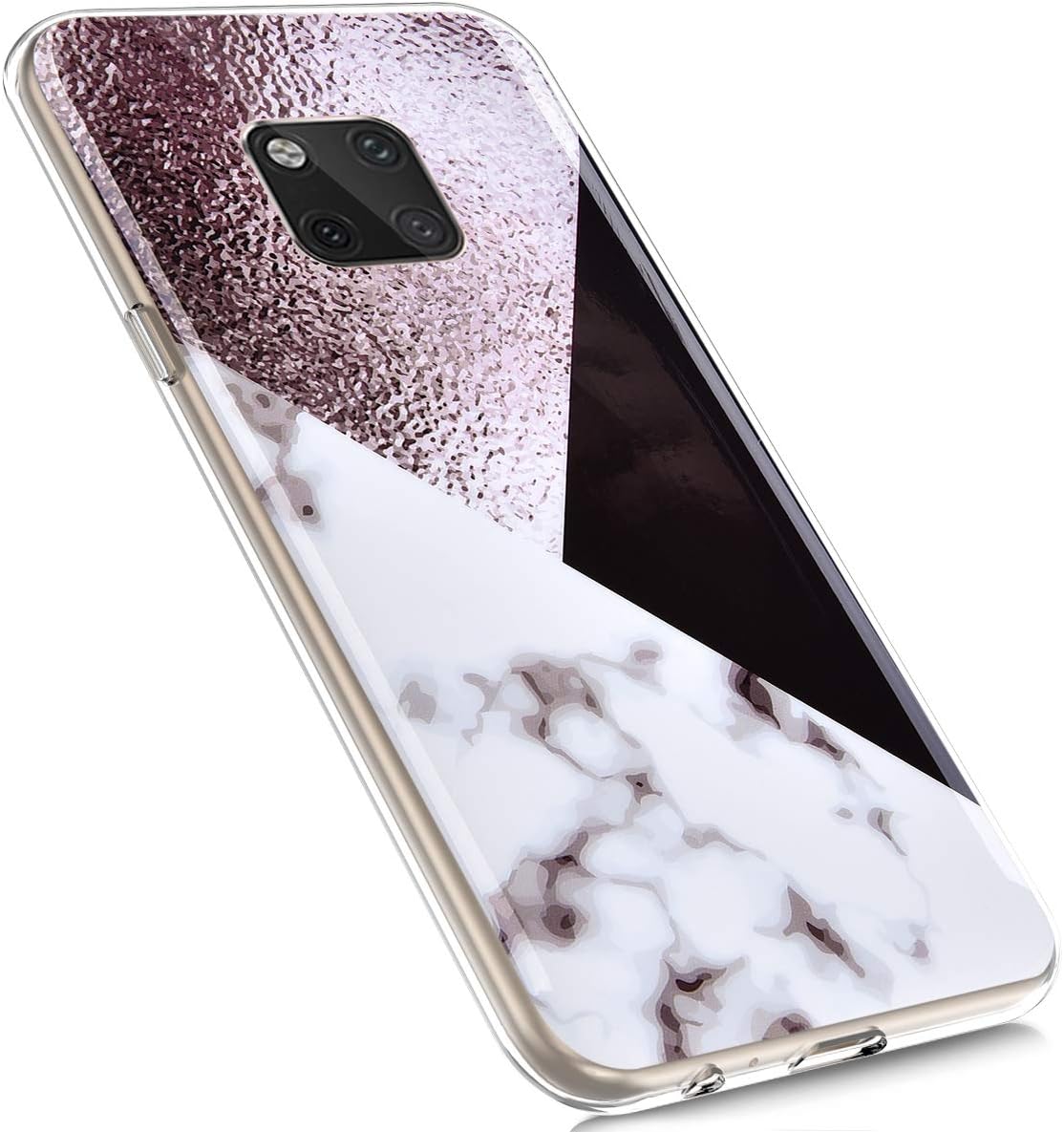 MoreChioce Huawei Mate 20 Pro Case,Huawei Mate 20 Pro Case Silicone,Fashion New Marble Pattern Design Slim Transparent Silicon Protective Cover Compatible with Huawei Mate 20 Pro, Black and White