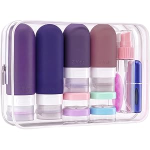 24 Pack Travel Bottles for Toiletries -TSA Approved, Leak Proof Silicone | Refillable Travel Size Containers Kits with Perfum
