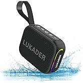 Portable Bluetooth Speaker Waterproof,Mini Shower Speaker,RGB Lights,IPX67 HD Sound Up to 24Hrs Playtime,True Wireless Stereo,Stocking Stuffers for Teens Women Men, White Elephant Gifts - Black
