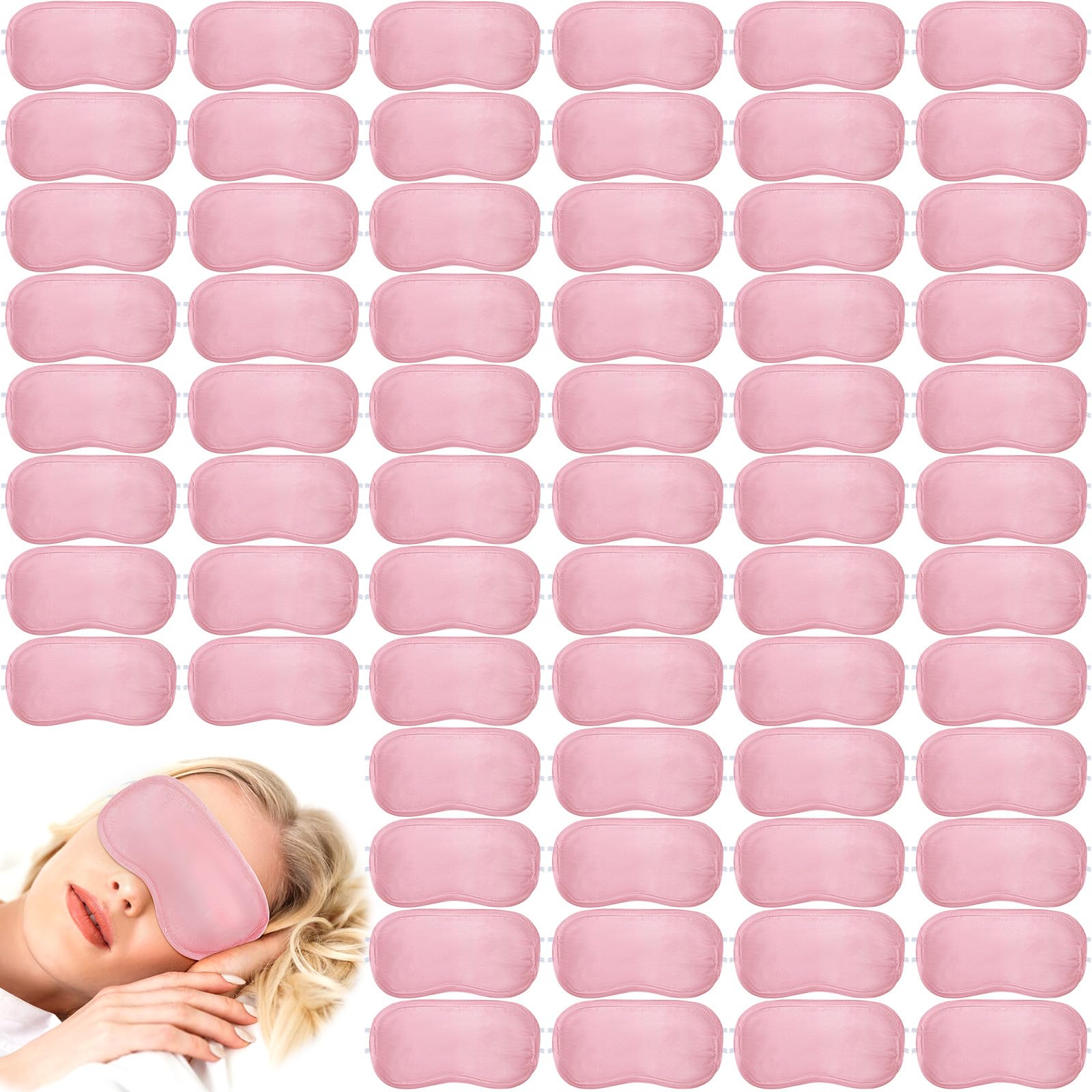 Photo 1 of Tarpop 200 Pcs Eye Mask Sleeping Blindfold Eye Cover with Adjustable Strap for Games Party Team Building Travel Individually Wrapped Sleep Mask for Women Men(Pink)