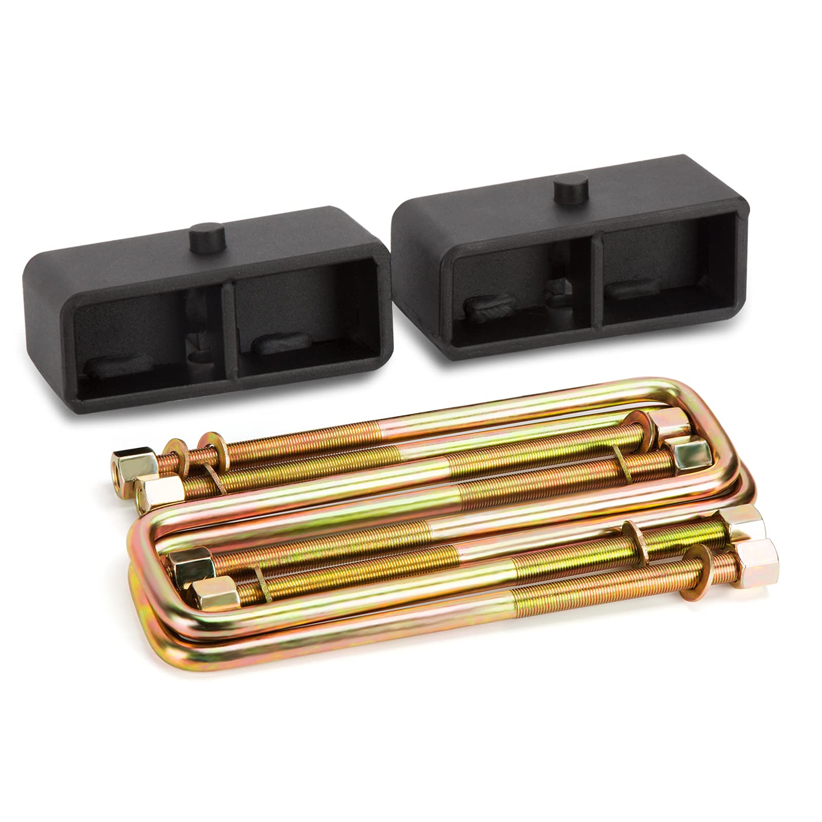 Photo 1 of 3 Inch Rear Lift Blocks for Tacoma, dynofit Rear Leveling Block Kit Compatible with 2005-2023 Toyota Tacoma, 1999-2021 Tundra, Suspension Lift Block Square Leaf Spring Ubolts Kit (Extended U-bolts)