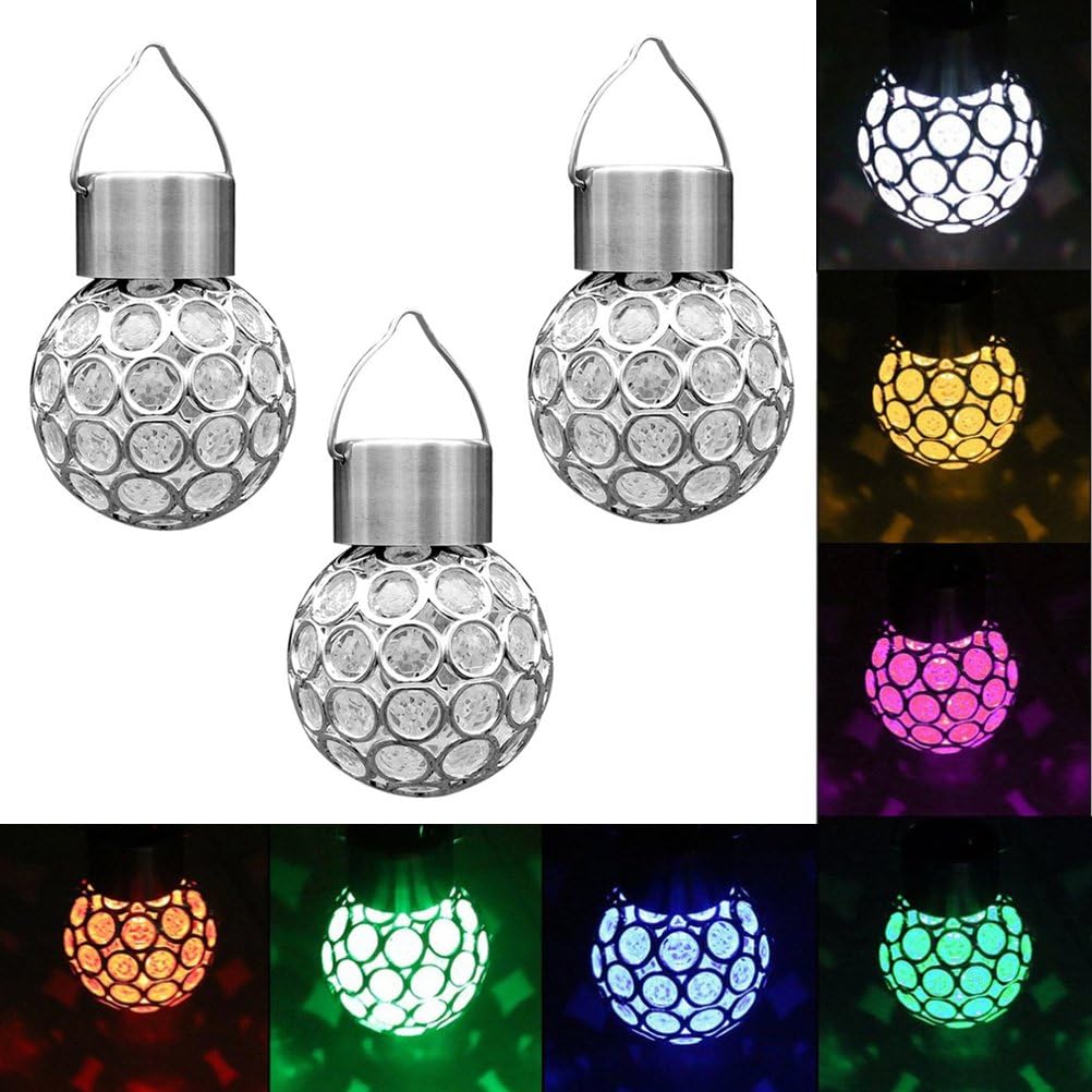 Hanging Crystal Ball Light, LEDMOMO 3pcs Outdoor Decorative Sparkling