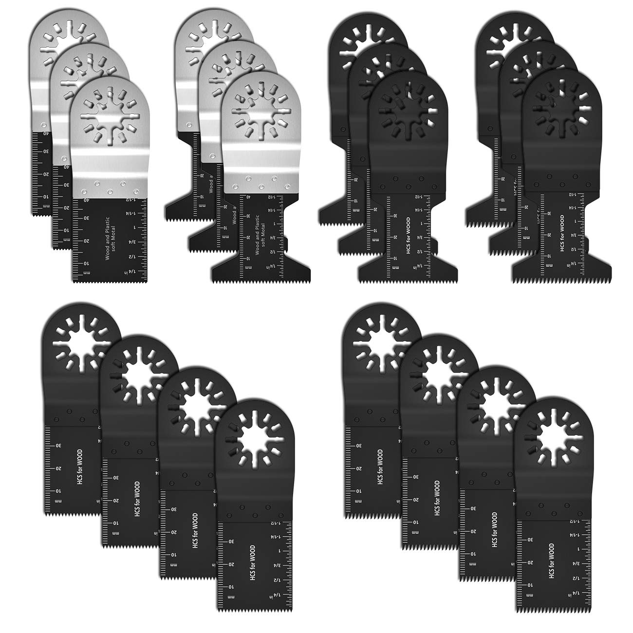 20PCS Mix Oscillating Saw Blades Set Professional Wood/Metal Universal Quick Release Multitool for Bosch CraftsmanDremel FEIN Ridgid TCH Makita Milwaukee