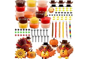 CAMIRUS 20PCS Modeling Clay DIY Turkey Kit, Air Dry Clay Thanksgiving DIY Crafts for Thanksgiving Fall Party Gift Indoor Outdoor Holiday Decor
