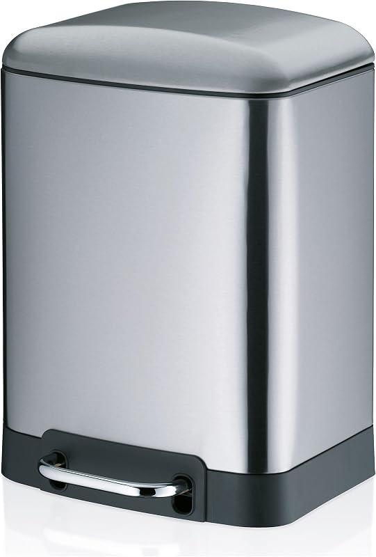 Cestino a pedale 6 l, cestino per cosmetici con coperchio Silent Close, chiusura automatica DAVINO, cestino da bagno in acciaio inox con secchio interno, opaco — foto 1 di 8