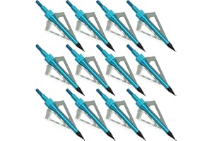 YIMEI 12Pack Hunting Broadheads, Archery Broadheads， 3 Blades Archery Broadheads 100 Grain Screw-in Archery Arrows Hunting Points， Metal Tips Compatible with Crossbow and Compound Bow