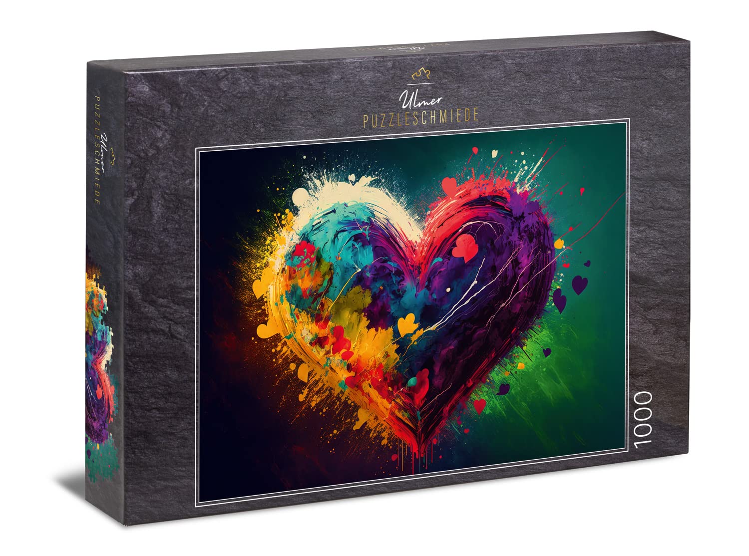 Ulmer Puzzleschmiede - Heart Puzzle Colors of Love - 1000 Piece Modern Style Jigsaw Puzzle, Made in Germany