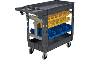 Strongway 500-Lb. Service Cart with Bins, Maintenance-Free Structural Foam Construction Cargo Pushcart, Scratch Resistant, Easy to Clean Service Cart, 40 3/8in.W X 17 5/16in.D X 33 5/8in.H Gray
