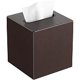 Livelab Metal Tissue Box Cover, Square Tissue Box Holder Modern Decor Facial Napkin Holder Dispenser for Bathroom Vanity Countertop, Living Room, Bedroom, Office | Brown Pebble Grain