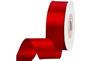 VATIN Solid Color Double Faced Red Satin Ribbon 1-1/2" Wide 50-Yards Long Perfect for Wedding Decor, Crafts, Bow Making, Sewing, Gift Package Wrapping and Other Projects