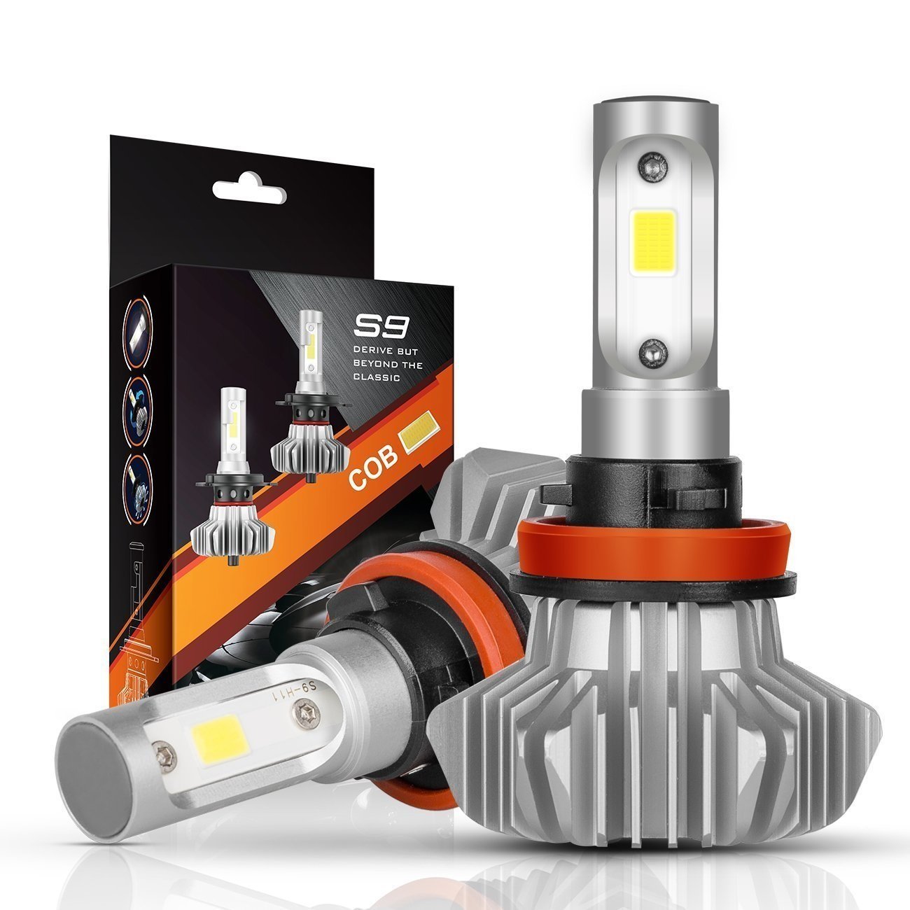 AutoFeel H11 LED Headlight Bulbs 7000LM IP68 Super Bright Car Exterior White Light Built-in Driver Lamp All-in-One Conversion Bulb Kit with Cool White Lights - 1 Year Warranty