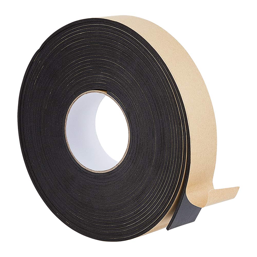 BENECREAT 10m Self Adhesive Foam Strip 35mm(W) x3mm(T) Black Single Sided Weather Stripping Foam Seal Tape for Window Door Insulation (10m/Roll)