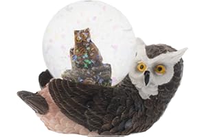 Elanze Designs Mommy Owl and Owlet Mother Magical Whimsical Tabletop Dresser Nightstand Figurine Miniature 45MM Sturdy Polyresin Glitter Water Snow Globe Decoration